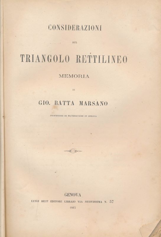 Considerazioni sul triangolo rettilineo memoria