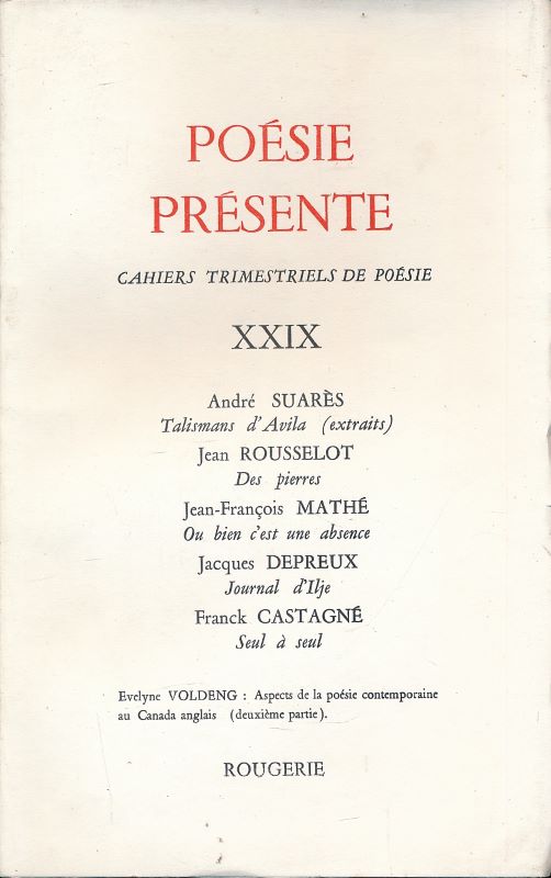 Poésie Présente. XXIX. décembre 1978