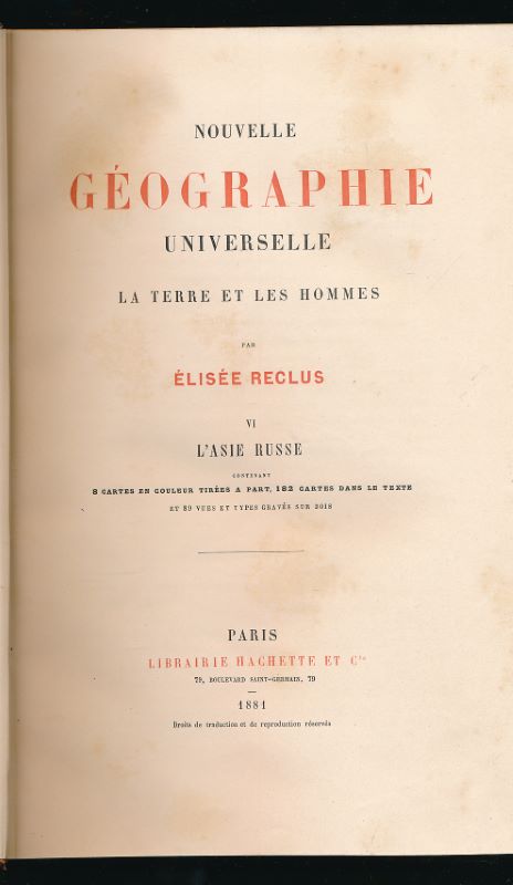 Nouvelle Géographie Universelle. La terre et les hommes. Tome VI - L'Asie russe