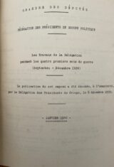 Les travaux de la Délégation pendant les quatre premiers mois de la Guerre (septembre-décembre 1939). Janvier 1940. Projet